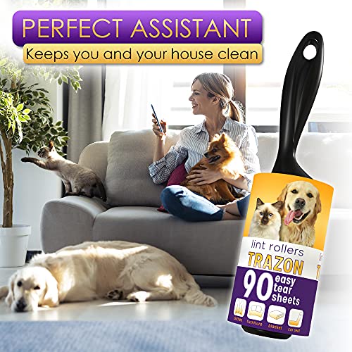 Lint Rollers Value Pack of 450 Sheets / 5 Refills, Sticky Roller, Lint Remover for Dog, Cat, Pet Hair, Lint Rollers for Clothes, Carpet, Couch, Furniture, Car Seats White