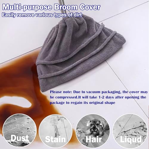 2 Pack Broom Cloth Covers Wet or Dry Cleaning Mops with Adjustable Drawstring Closure Multi-Purpose Microfiber Floor Towel Washable Reusable Cleaning Cloth for Pet Hair, Dust, Stain, Windows (Blue) - color: Blue