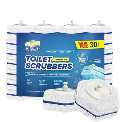 CleanGenius Disposable Prefilled Toilet Cleaning Scrubbers (30 Count) - size: 1 Count (Pack of 30)
