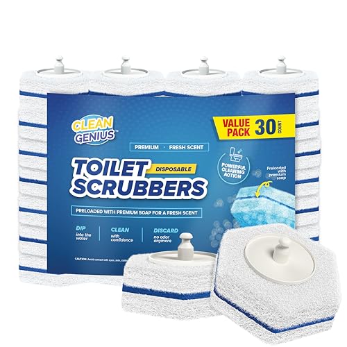 CleanGenius Disposable Prefilled Toilet Cleaning Scrubbers (30 Count) - size: 1 Count (Pack of 30)