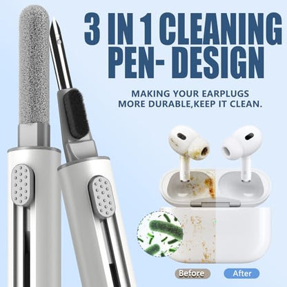 Inesore Cleaner Kit for Airpods Pro 3 2 1 Series,Multi-Function Cleaning Pen Tool for Earbuds Headphone iPhone Camera Electronic Devices,with Soft Brush Flocking Sponge -White - color: A1-White