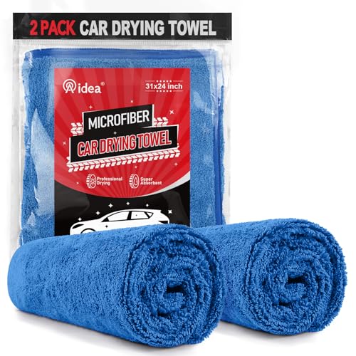 AIDEA Microfiber Towels for Cars-2PK, Large Professional Car Drying Towel, Scratch-Free & Absorbent Drying Towel for Cars, SUVs, RVs, Trucks, and Boats, 24inx 31in, Blue - color: Blue, size: 24inx31in