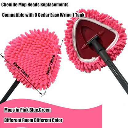6 PCS Spin Mop Heads Replacements Compatible with Ocedar Easywring 1 Tank System Chenille Mops Duster Pad Washable Dust Refills Green Blue Red
