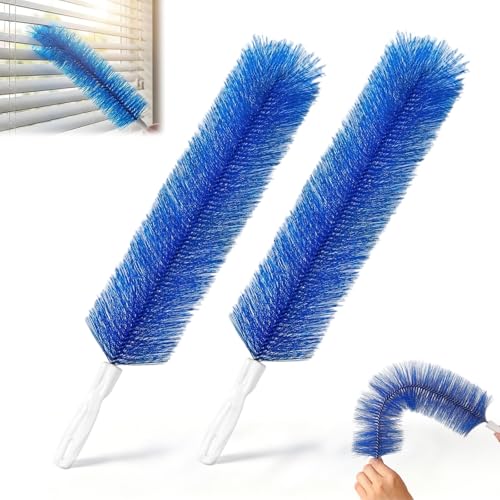 Bendable Microfiber Head, Fan Cleaner Brush Reusable Dust Remover Washable ldeal for Ceiling Fan, Air Conditioner, Dryer Vent, Car Vents and Household Surface Cleaning (Blue x 2) - color: Blue X 2