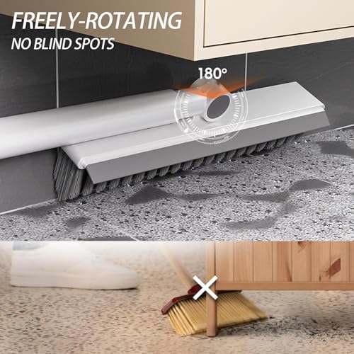 Floor Scrubbing Brush with 57" Adjustable Long Handle,3 in 1 Living Grout Brush with Squeegee,V-Shape Stiff Brush Bristle,Heavy Duty Bathroom Cleaning Brush for Tile,Deck,Patio,Wall,Garage,Kitchen - style: White