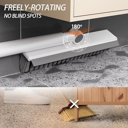Floor Scrubbing Brush with 57" Adjustable Long Handle,3 in 1 Living Grout Brush with Squeegee,V-Shape Stiff Brush Bristle,Heavy Duty Bathroom Cleaning Brush for Tile,Deck,Patio,Wall,Garage,Kitchen - style: White