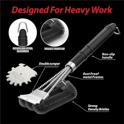 GRILLART Grill Brush and Scraper,18 Inch BBQ Grill Cleaning Brush Kit, Wire Scrubber, Universal Fit BBQ Cleaner Accessories for Grill/Smoker/Gas/Charcoal Grill Cleaning-Grill Gifts for Men/Dad