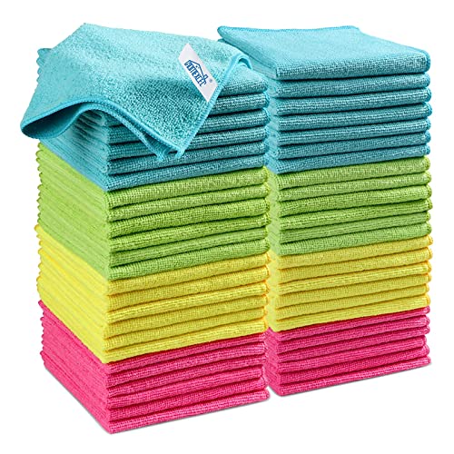 HOMEXCEL Microfiber Cleaning Cloth, 50 Pack Cleaning Rags, Cleaning Towels with 4 Color Assorted, 11.5"X11.5"(Green/Blue/Yellow/Pink) - color: Multicolor