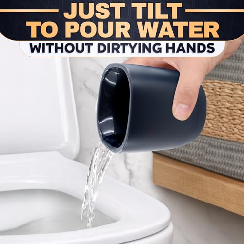 Toilet Brush and Holder Set - Silicone Toilet Bowl Brush with Black Holder Base, Compact Bath Accessory for Small Spaces - Easy to Place and Simple to Store After Use, Plastic Bathroom Cleaning Tool - color: Black