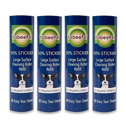 8 inch Large Surface Roller Refill for Scotch-Brite 50% Stickier Lint Roller, Works Great On Pet Hair (60 Sheets per Roll, 4 Pack) - size: 4 pack