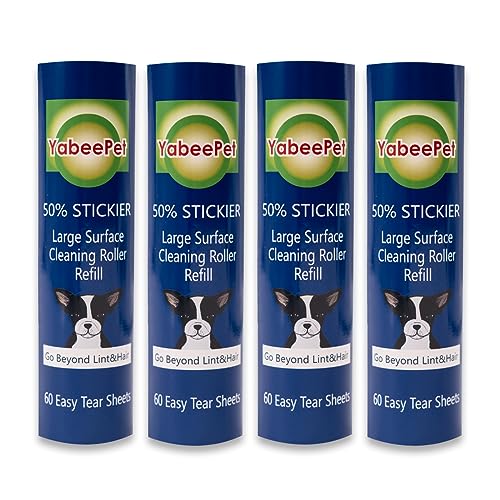 8 inch Large Surface Roller Refill for Scotch-Brite 50% Stickier Lint Roller, Works Great On Pet Hair (60 Sheets per Roll, 4 Pack) - size: 4 pack