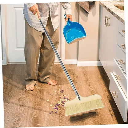 Luxshiny Metal Handle Wooden Broom Bristle Brush Soft Bristles for Household Floor Cleaning