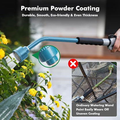 RESTMO Heavy Duty Full Metal Long Watering Wand, 24 Inches Gentle Soft Full Shower Sprayer Wand with Flow Control, Hose Wand for Hanging Baskets, Shrubs, Plants, Flowers, Garden and Lawn, Blue - color: Blue