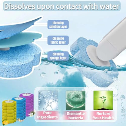Disposable Toilet Brush,Toilet Bowl Brush with Holder,36 Refills Toilet Bowl Cleaner,Toilet Cleaning Supplies,Wall Mounted Toilet Wand Brush Kit for Cleaning and Bathroom Maintenance - color: White