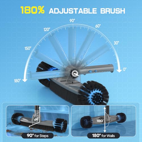 UIRWAY 3-in-1 Deluxe Swimming Pool Cleaning Kit - Includes Upgrade Heavy Duty Triangular Pool Vacuum Head, Detachable Brush, Deep Leaf Skimmer Net Inground & Above Ground Pools Cleaning(No Pole) - size: 13.5" Vacuum Head