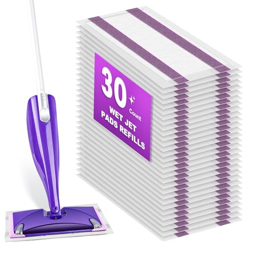 Pure Realm Wet Jet Refills Compatible with Swiffer Wet Pads Refills Hardwood Floor Cleaner Spray Mop Pad Refill, Bathroom Cleaning Supplies, Hardwood Floor Cleaner, Multi Surface，30 Count - color: Purple 30 Mop Pads
