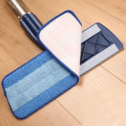 16.5" Microfiber Mop Pads Refills, 3 Pack Reusable Replacement Heads | reusable wet mop refills, machine washable for 14-16 inch spray mops, hardwood floors, dust cleaning & scrubbing - color: 16"blue Stripe*3