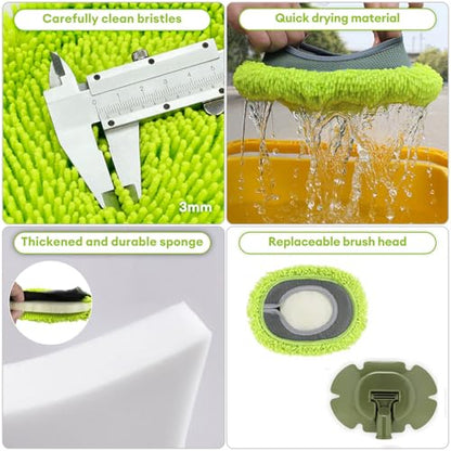 Wall Cleaner, Max 66'' Wall Mop with Long Handle, Ceiling Dust Mop with 15° Labor-Saving Elbow Extension Pole, Baseboard Duster Washer Scrubber, High Reach Window Cleaning Brush, Roof Cleaning Tool-GN - color: Green