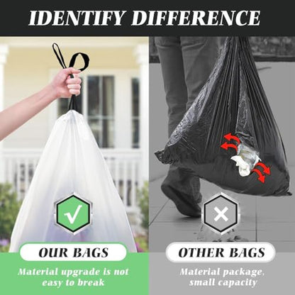 20 Gallon Large Drawstring Trash Bags 200 Counts, Fit 20-21 Gal Trash Can, Heavy Duty Tall Kitchen Garbage Liners, Large Trash Bags Size Chart for Home/Office, Outdoor Lawn & Leaf Bags, White - style: 200-20 Gallon-White