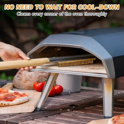Aolso Pizza Oven Brush, 26" Brush and Stainless Steel Scraper for Pizza Stone, BBQ Grill Cleaning Brush Non Scratch Heat Proof Brass Bristles with Screwdriver, Outdoor Pizza Oven and Accessories - color: 26" Brass Bristles