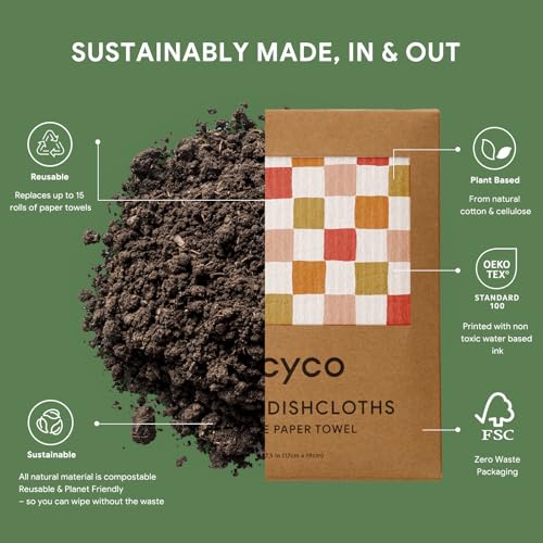 RECYCO Swedish Dishcloths for Kitchen | 6 Pack Desert Sunset Washable Dish Rags | Cellulose Reusable Cleaning Paper Towels | Absorbent Counter Dish Cloth Sponge Kitchen Wipes, 8" L x 7" W - color: Desert Sunset - 6 Pack