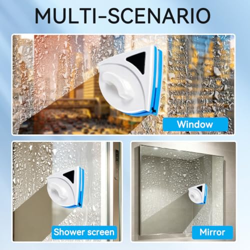 Magnetic Window Cleaner, P3‑8mm Double Sided Triangle Shape Glass Wiper Washing Brush Tool Glass Cleaner Window Cleaning Squeegee Kit for Outdoor (1)