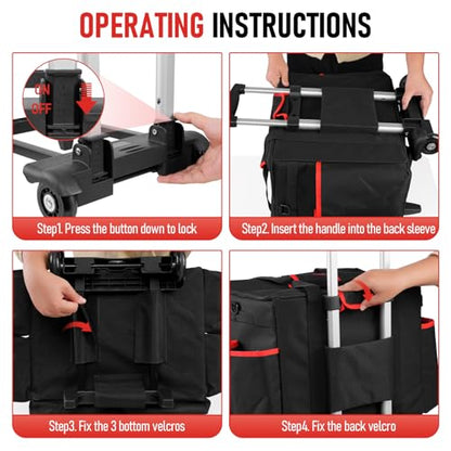 Large DIY Rolling Cleaning Caddy Bag, Cleaning Caddy with Wheels for Housekeepers, Wear-Resistant & Waterproof 900D Oxford Cleaner Supplies Organizer for Kitchen, Home, Office, Tool Storage