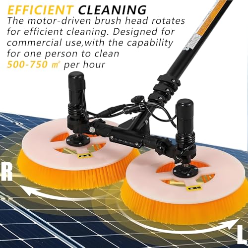 Dual Head Water Fed Pole Kit,11.5ft 18ft 24.6ft Telescopic Rod,25.6in Cleaning Width,w/Water Pump & Hose,for Solar Panels and Storefront Windows 7.5m(24.6ft) - size: 7.5m(24.6ft)