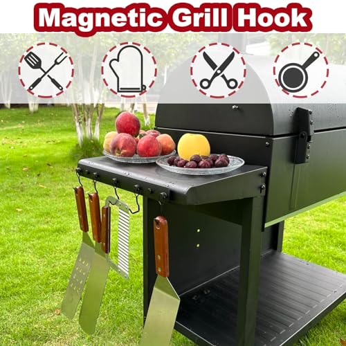 Heavy Duty Magnetic Mop Broom Holder, Srtong Magnetic Utensil Rack with 5 Hooks