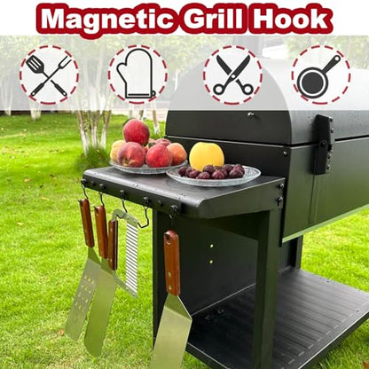 Heavy Duty Magnetic Mop Broom Holder, Srtong Magnetic Utensil Rack with 5 Hooks