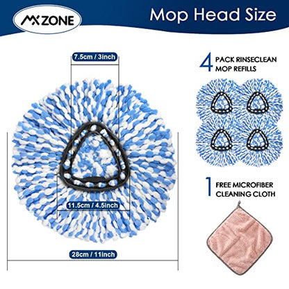 4 Pack Spin Replacement Heads Compatible with O Ceda EasyWring RinseClean 2-Tank System, Microfiber, Blue - size: 4pcs 2-Tank Mop Blue