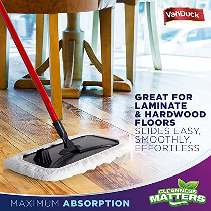 VanDuck 100% Cotton Terry Mop Pads 15x8 Inches, 3-Pack (Mop Not Included) | Reusable terry cloth mop covers, cotton replacement pads, floor cleaning refills, machine washable