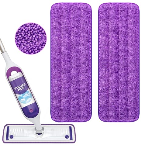 Reusable Power Mop Refill Pads for Swiffer Power Mop Starter Kit - Swifter Powermop Pads Refills - Multi-Surface & Wood Mopping Pad Refill for Floor Cleaning - Washable Microfiber Pad, 2 Pack - color: 2 Pack (Purple)