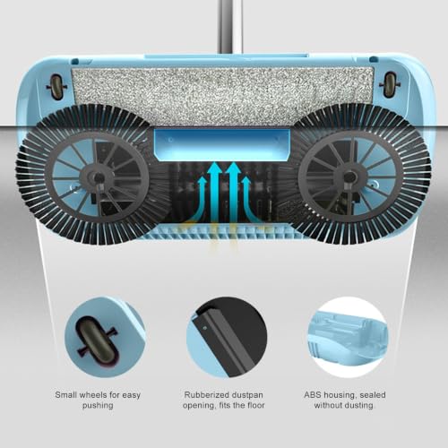 Carpet Floor Sweeper Manual with Horsehair,Hanging Manual Vacuum Carpet Brush Home Tool for Sweeping Mopping (Blue)