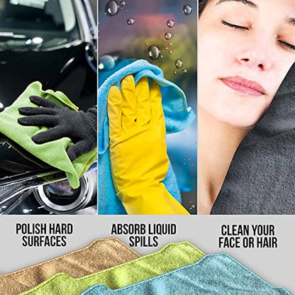 Microfiber Cleaning Cloths,5PK,11.8"x11.8",Highly Absorbent Ultra Soft Kitchen Towels,Lint-Free Streak-Free Reusable Cleaning Towels,Cleaning Rags for Window Car Home Kitchen - color: A-colorful