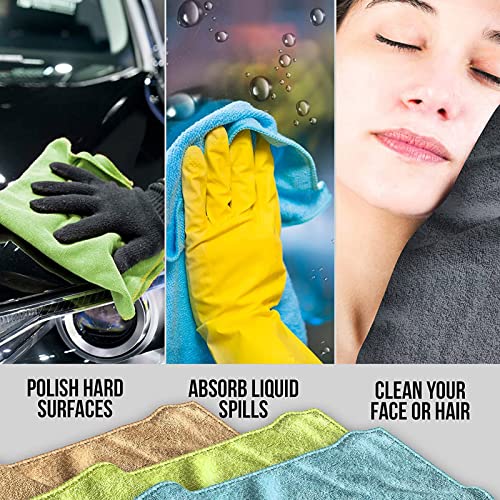 Microfiber Cleaning Cloth,5PK,11.8"x11.8",Ultra Soft Highly Absorbent Kitchen Towels Set,Reusable Streak-Free Lint-Free Cleaning Towels,Cleaning Rags for Window Car Kitchen Home - color: A-colorful