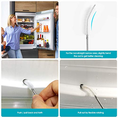 RayTour Extra-Thick Drain Brush with Stronger Spring 61-Inch Stainless Steel and Nylon Pipe Cleaner for Flexible, Curved & Slim Holes, Stronger Spring Version - style: One Head with Stronger Spring
