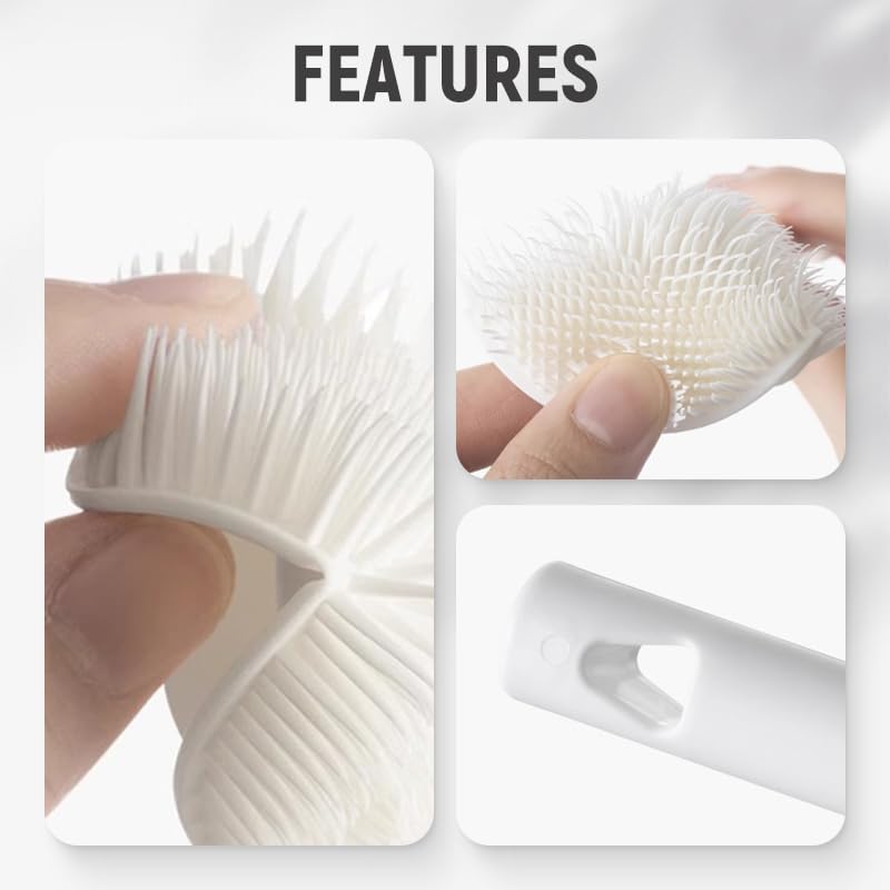 360° Flexible Silicone Bottle Brush with Long Handle, 2026 New Bottle Brush Cleaner Deep Cleaning Brush for Narrow Neck Bottles, Water Bottles and Travel Mugs (White-2PCS) - color: White-2pcs