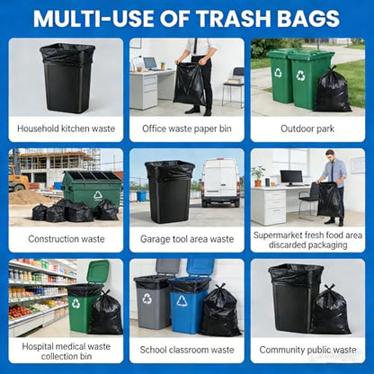 55 Gallon Trash Bag, 66 Count Garbage Trash Bags, 2.0 Mil Heavy Duty 40 x 47" Large Black Plastic Trash Can Liners Huge for Construction Industrial Yard Outdoor Commercial - size: 1 Count (Pack of 66)