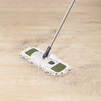 Eyliden Dust Mop, 2 Microfiber Pads, Home Commercial Cleaning, Quick Swap | 52.6" Adjustable Handle, 360° Swivel, Washable, Wet Dry Mops for Kitchen Hardwood Vinyl Tile Floor Cleaning, Push Dust Broom - color: Army Green