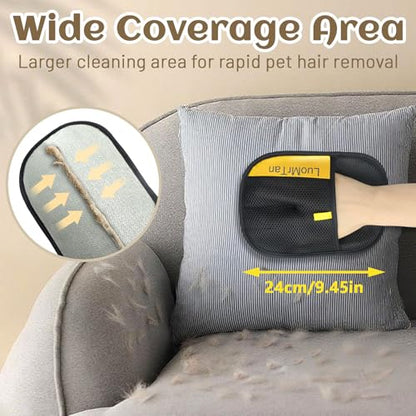 2 Pack Pet Hair Removal Gloves[Upgraded Thickened Version], Reusable Electrostatic Pet Hair Remover for Dog & Cat Hairfor Couch, Furniture, Car Seat, Carpet, Clothing (Black-up) - color: Black-up