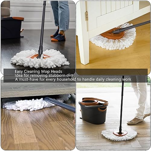 10Pack Spin Mop Replacement Heads,Spinning Mop Replace Head for Easy Wring Mop, 100% Microfiber Mop Head Replacement Compatible with Triangle Spin Mop Refill for Floor Cleaning,White - size: 10Pack