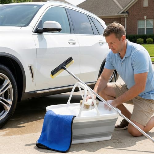 Window Cleaning Kit, Squeegee with Bucket for Windshield Cleaning, Bathroom, Shower Doors, Mirrors, Tiles, and Car Windows (Grey) - color: Gray