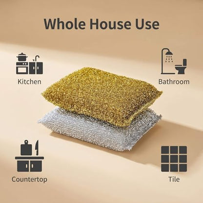Dish Sponges Kitchen Scrubber - 6 Pack Non Scratch Steel Wool Scrubber Esponjas para Lavar Platos Multipurpose Thickened Sponges for Cleaning Dishes, Pans, Pots