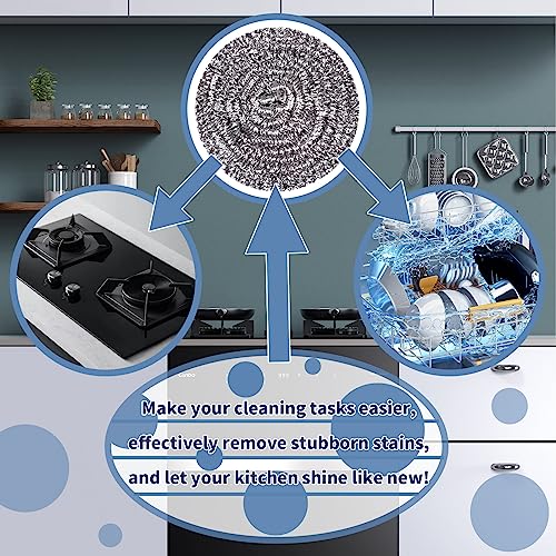 Stainless Steel Scrubber Scrubbing Scouring Pad Sponges Clean Pot Pan and Steel Wool for Kitchen Bathroom - size: 12Pcs Metal Scrubber