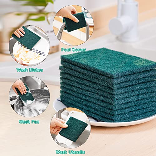 Heavy Duty Scour Pads Sponge Dish Scrubber Non-Scratch Green Reusable Household Scrub Pads for Kitchen and Dish Cleaning Tool (24Pcs) - style: 24Pcs