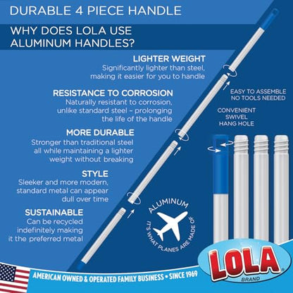 Angle Broom, 13" W Head, Large Style, Made w/Recycled Soda Bottle Bristles, & Aluminum, Includes Swivel Hang Cap for Storage -by LOLA, 1 Pack - size: Aluminum Handle, style: Large Angle Broom