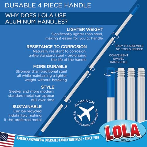 LOLA Deck Scrub Brush Outdoor Broom, Durable Bristles Remove Dirt, Grime, Grout, Leaves, Snow on Patios, Decks, Wet or Dry, 1 Count - size: 1 Count, style: Poly Fibers Deck Broom -Steel Handle