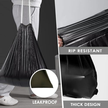 2 Gallon 120 Counts Strong Drawstring Trash Bags Garbage Bags by RayPard, Small Trash Bin Liners for Home Office Kitchen Bathroom Bedroom, Black - style: 120-2 Gallon-Black