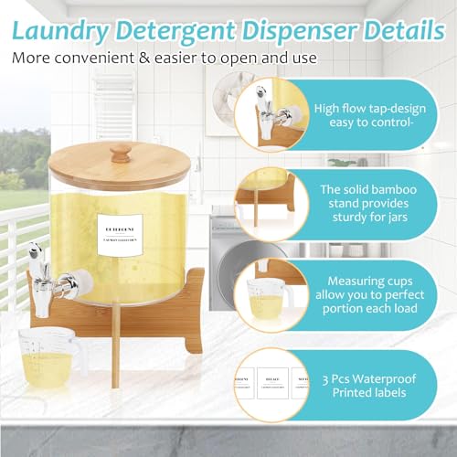 Laundry Detergent Dispenser, 88 oz / 2.5L Fabric Softener Dispenser for Laundry Room Organization, Detergent Holder with Stainless-Steel Spigot, Laundry Soap Container (Large) - color: 1 Set